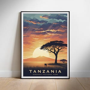 Tanzania Travel Poster Digital printable wall art, National Park Print, Instant Download, Hanging decor, New Home Gift