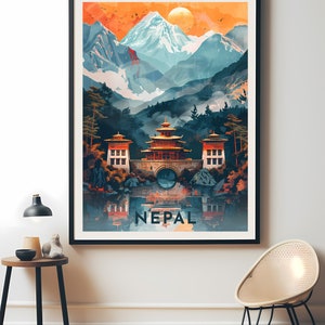 Nepal Travel Poster Digital printable wall art, Instant Download, Hanging decor, New Home Gift on Etsy.