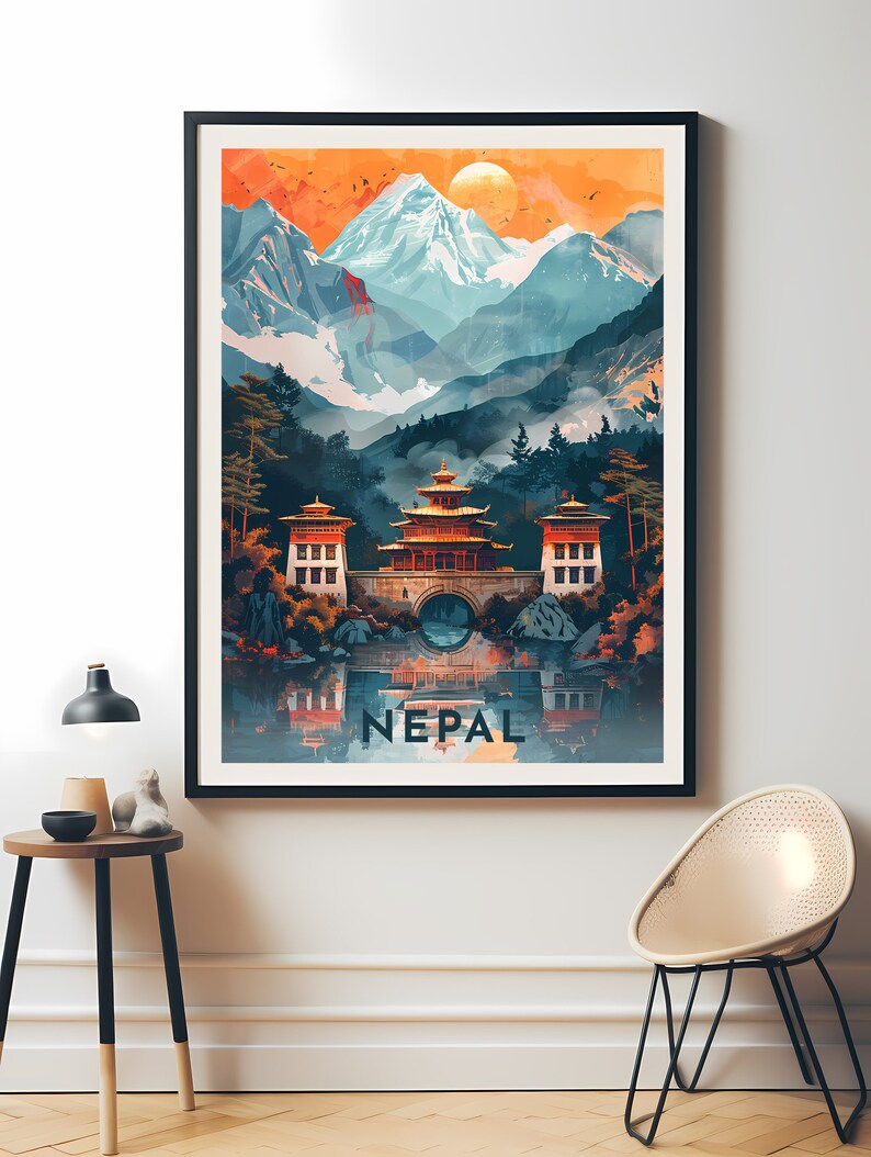 Nepal Travel Poster Digital printable wall art, Instant Download, Hanging decor, New Home Gift on Etsy.
