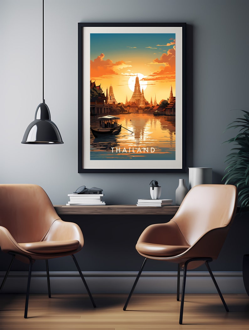 Thailand Travel Poster Digital printable wall art, Instant Download, Hanging decor, New Home Gift on Etsy.