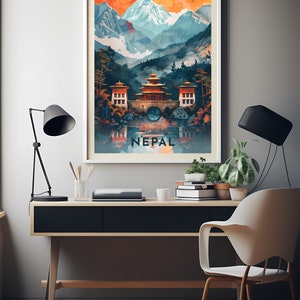 Nepal Travel Poster Digital printable wall art, Instant Download, Hanging decor, New Home Gift on Etsy.