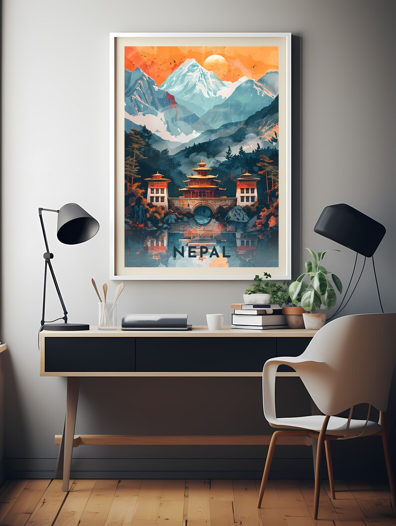 Nepal Travel Poster Digital printable wall art, Instant Download, Hanging decor, New Home Gift on Etsy.