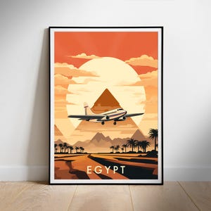 Egypt Travel Poster Digital printable wall art, Giza Pyramids, Instant Download, Hanging decor, New Home Gift