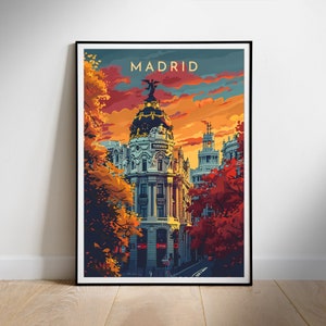 Póster de viaje de Madrid, arte mural imprimible digital, descarga instantánea de España, decoración colgante, regalo para casa nueva.