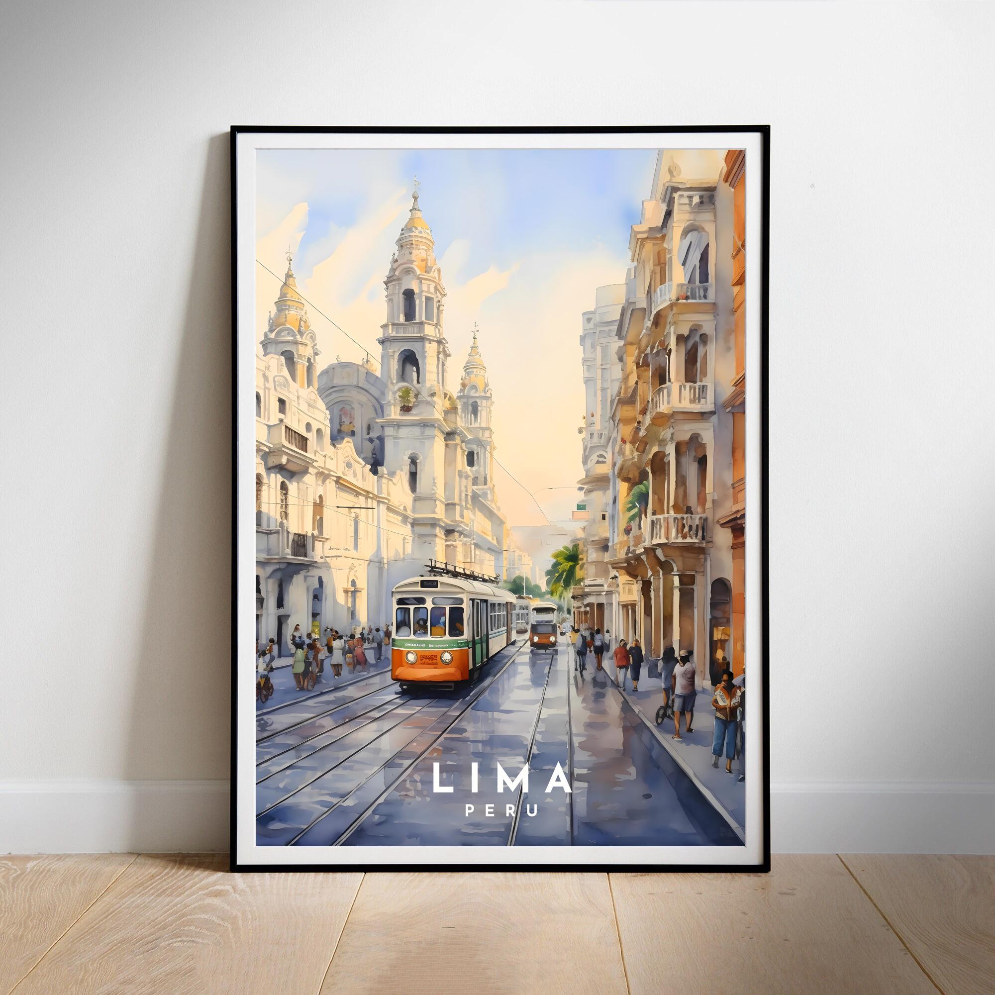 Lima Peru Travel Poster: Vintage City Street Print (Digital Download)