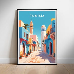 Tunisia Travel Poster Digital printable wall art, Instant Download, Hanging decor, New Home Gift