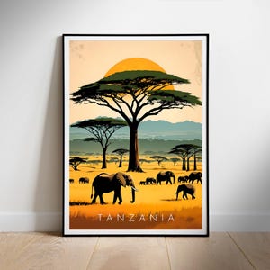 Tanzania Travel Poster Digital printable wall art, National Park Print, Instant Download, Hanging decor, New Home Gift