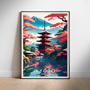 Póster de viaje a Japón, arte mural imprimible digital, descarga instantánea de Kioto, decoración colgante, regalo para un nuevo hogar.