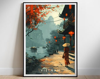 Vietnam Travel Poster Digital printable wall art, Instant Download, Hanging decor, New Home Gift