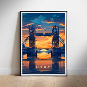 Cartaz de viagem de Londres, arte de parede para impressão digital, download instantâneo da Inglaterra, decoração para pendurar, presente para casa nova