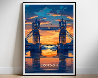 London Travel Poster Digital printable wall art, England Instant Download, Hanging decor, New Home Gift