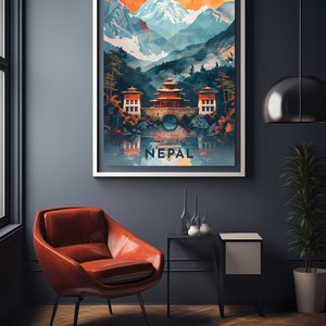 Nepal Travel Poster Digital printable wall art, Instant Download, Hanging decor, New Home Gift on Etsy.