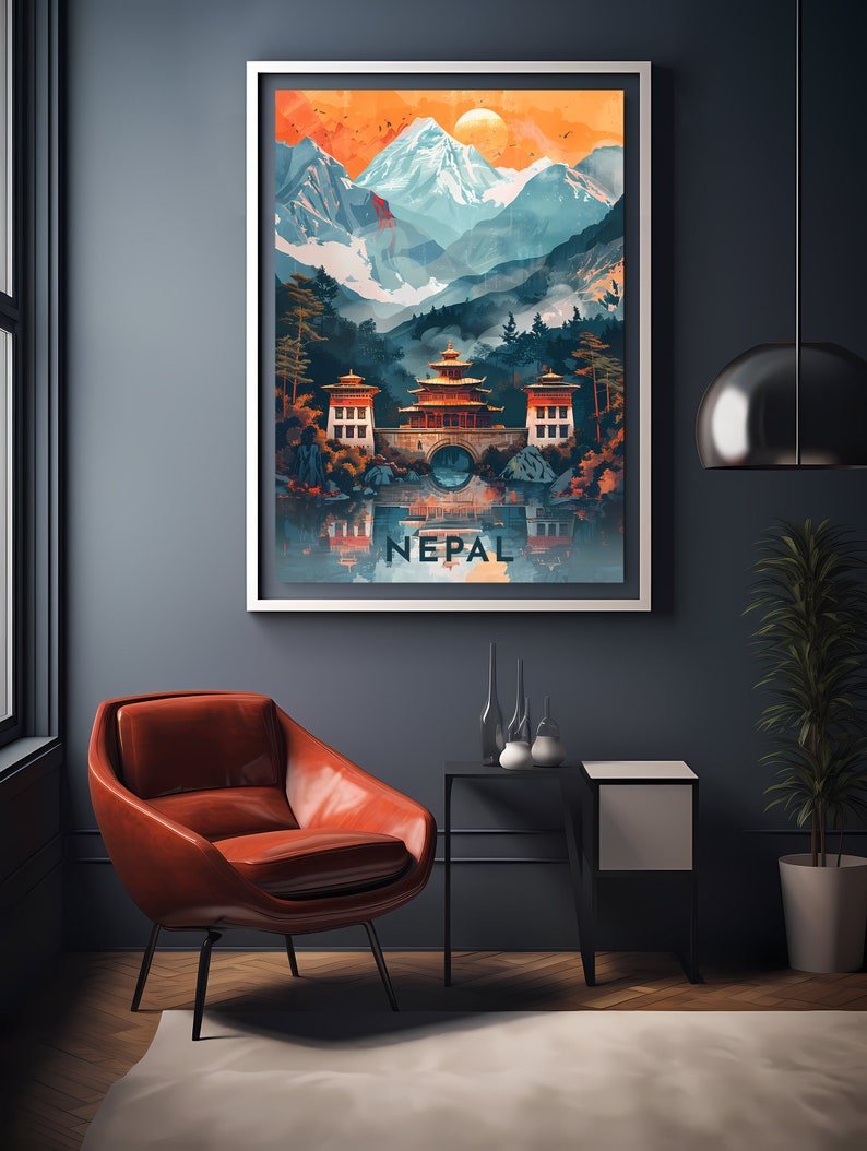 Nepal Travel Poster Digital printable wall art, Instant Download, Hanging decor, New Home Gift on Etsy.