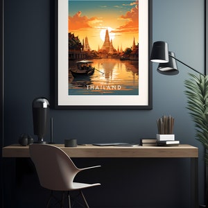 Thailand Travel Poster Digital printable wall art, Instant Download, Hanging decor, New Home Gift on Etsy.