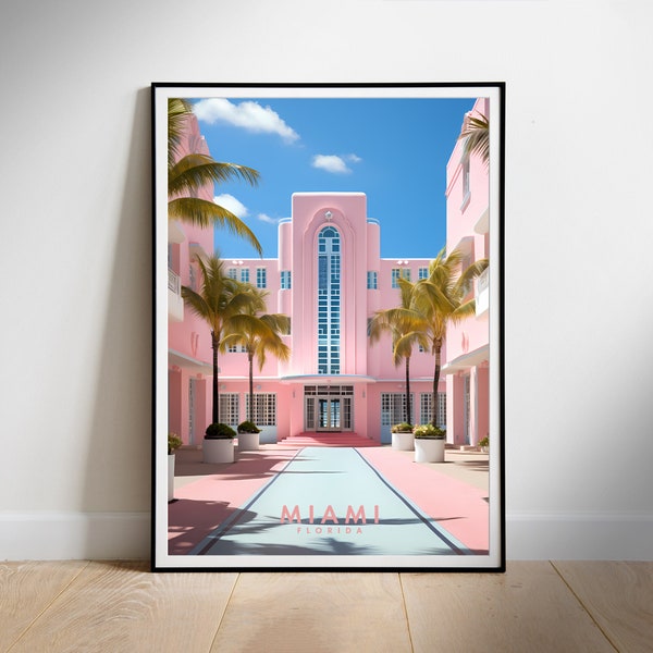 Miami Travel Poster Digital printable wall art, Instant Download, Hanging decor, New Home Gift