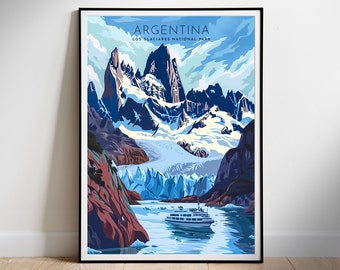 Los Glaciares National Park Print: Argentina Travel Poster (Digital Download)