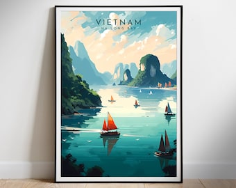 Vietnam Travel Poster: Ha Long Bay Art Print (Digital Download)