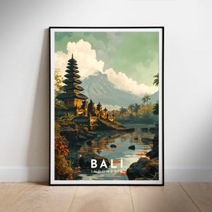 Cartaz de viagem de Bali, arte de parede para impressão digital, download instantâneo da Indonésia, decoração para pendurar, presente para casa nova