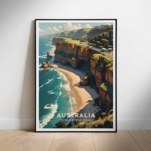 Póster de viaje de Australia, arte mural imprimible digital, descarga instantánea de Oceanía, decoración colgante, regalo para casa nueva.