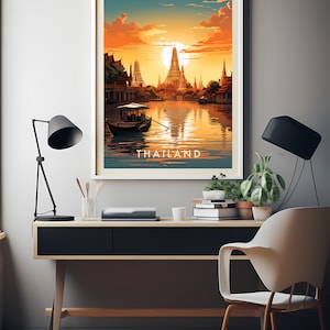 Thailand Travel Poster Digital printable wall art, Instant Download, Hanging decor, New Home Gift on Etsy.