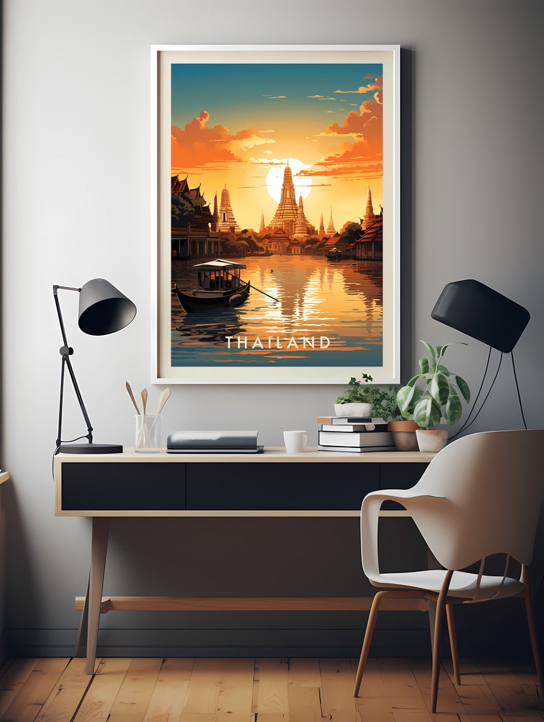 Thailand Travel Poster Digital printable wall art, Instant Download, Hanging decor, New Home Gift on Etsy.