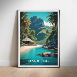 Mauritius Travel Poster Digital printable wall art, Instant Download, Hanging decor, New Home Gift