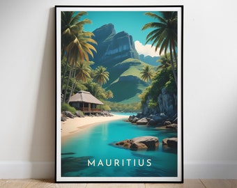 Mauritius Travel Poster Digital printable wall art, Instant Download, Hanging decor, New Home Gift
