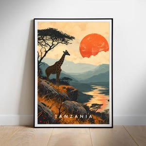 Tanzania Travel Poster Digital printable wall art, National Park Print, Instant Download, Hanging decor, New Home Gift