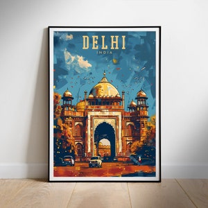 Delhi India Travel Poster: Vintage Style Wall Art (Digital Download)