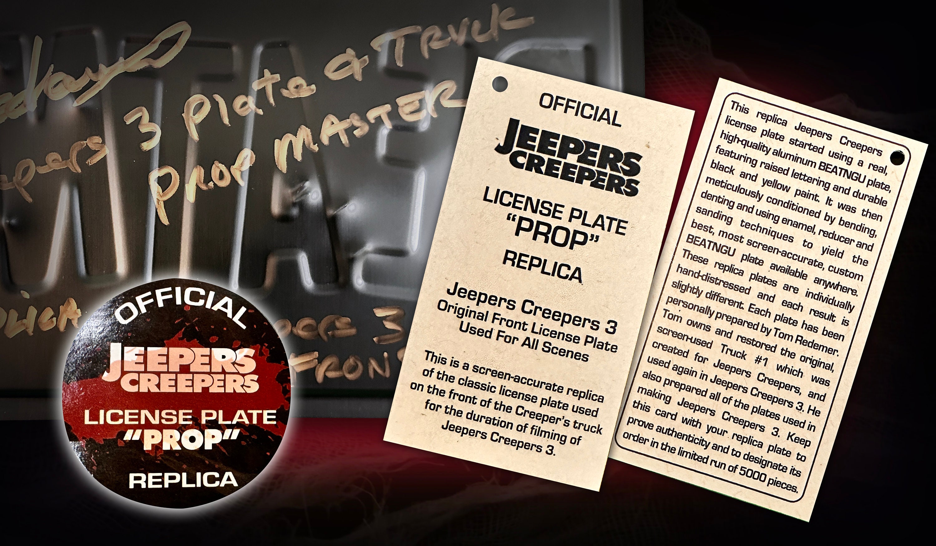 Jeepers Creepers 3 BEATNGU front License Plate Prop, Recreated by