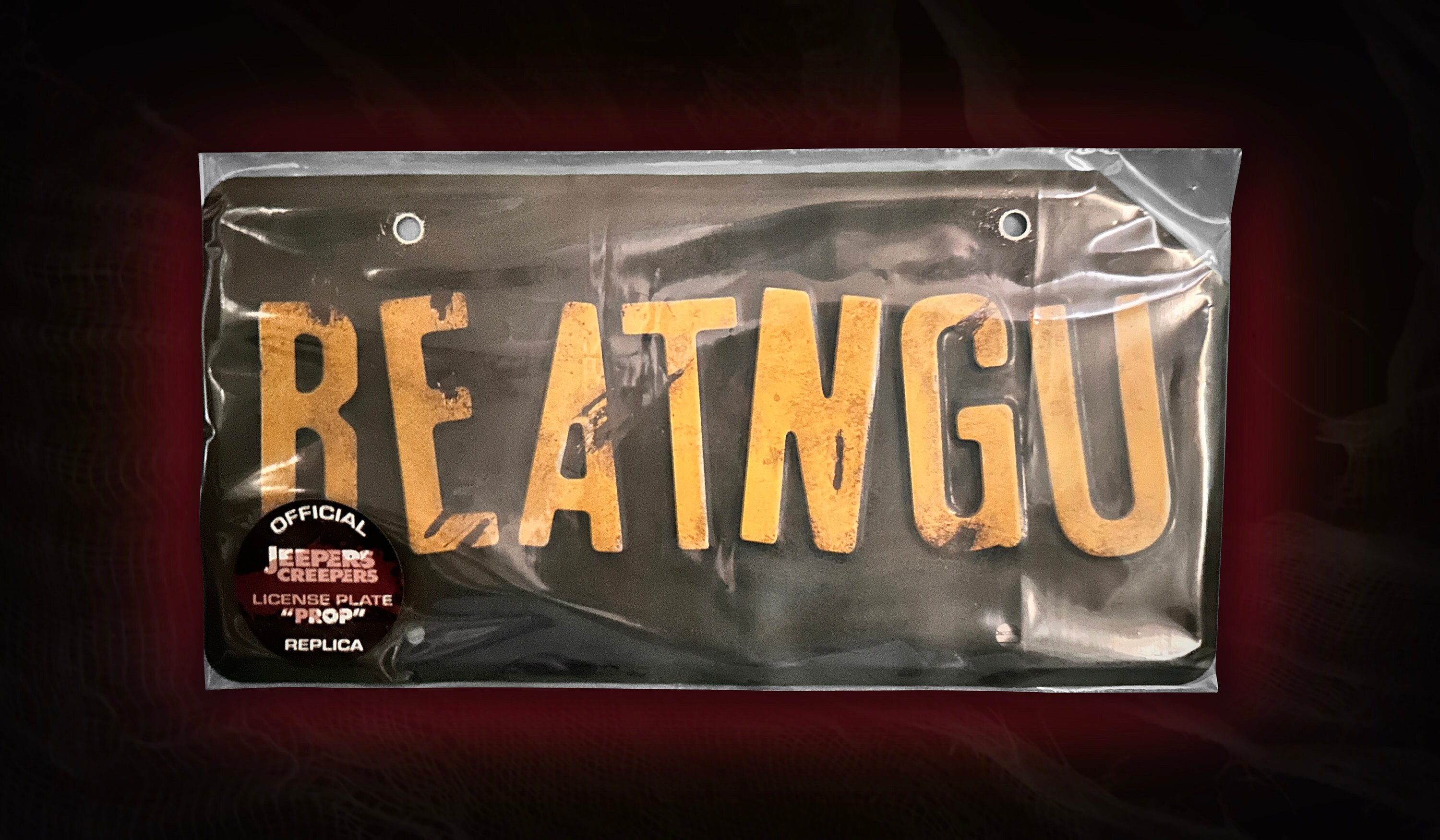 Jeepers Creepers 3 BEATNGU rear Chase License Plate Prop, Recreated by