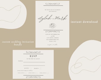 Warm Aesthetic Minimalist Wedding Invitation, Printable Wedding Invitation