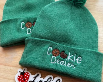 Cookie Boss Embroidered Beanie, Cookie Dealer Hat, Girl Scout Cookie Season Hat, Kids Cookie Seller Beanie, Pom Pom or Classic