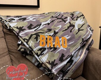 Embroidered Name Fleece Blanket, Personalized Throw