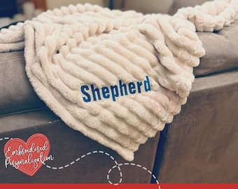 Embroidered Name Fleece Blanket, Personalized Plush Throw