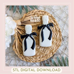 STL- Champagne Bottle with Bow Cookie Cutter DIGITAL file