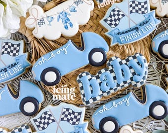 Toy Race Car - Nearing the Finish Line Baby Shower Set- cookie cutters