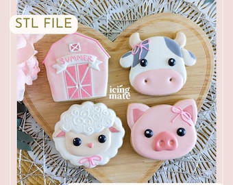 STL- Barnyard Animal Cookie Cutters- Set of 4- DIGITAL file bundle