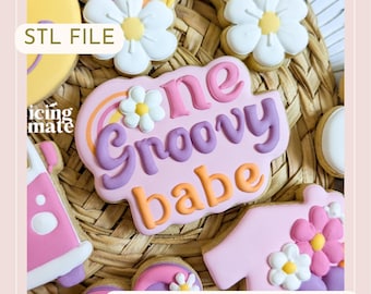 STL- One Groovy Babe Cookie Cutter DIGITAL file