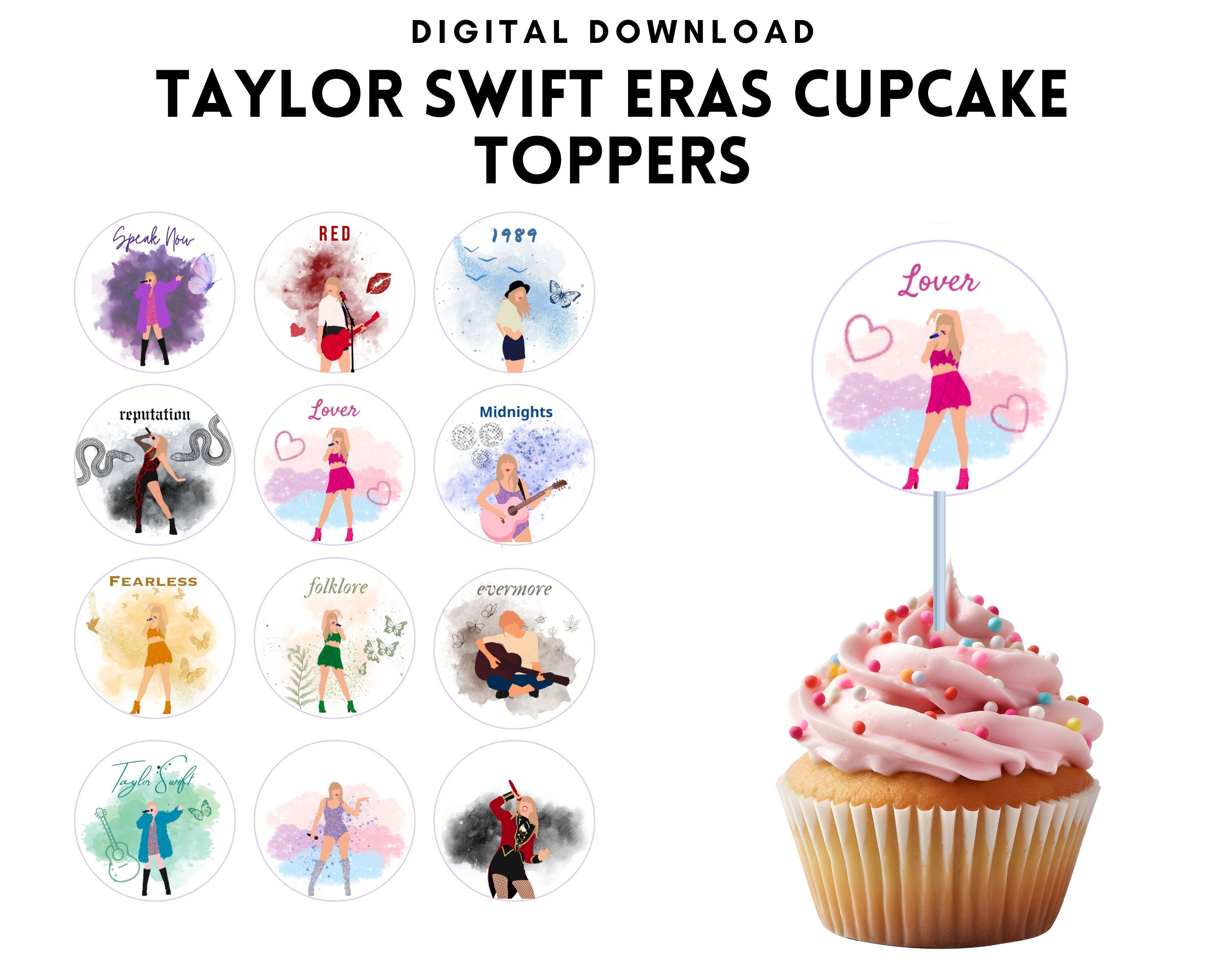 Printable Taylor Swift Eras Party Cupcake Toppers Instant Download