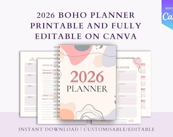 2026 Boho Life Planner Template: Editable Canva Printable (Digital Download)
