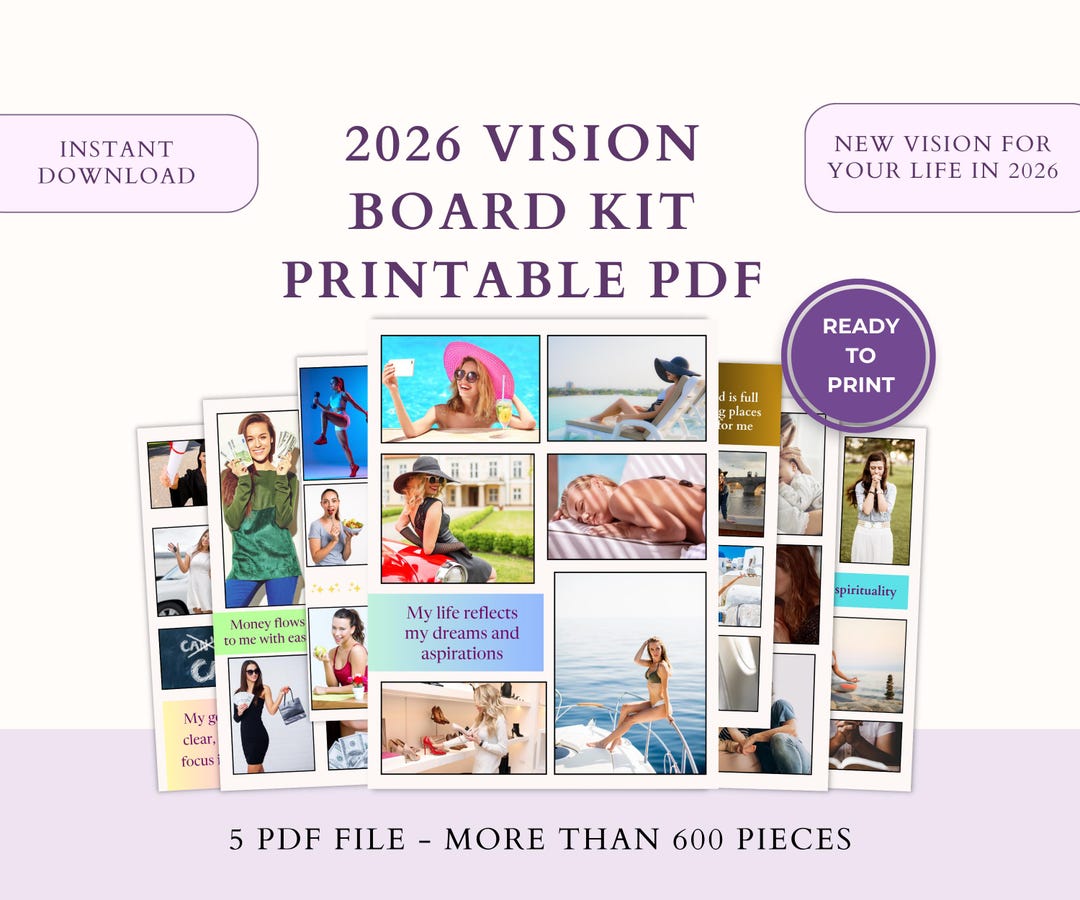 2026 Ultimate Vision Board Kit | Printable PDF | Dream Life & Goal ...