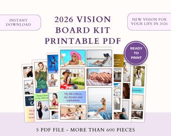 2026 Ultimate Vision Board Kit | Printable PDF | Dream Life & Goal Setting | Photos, Affirmations, Manifest Checks