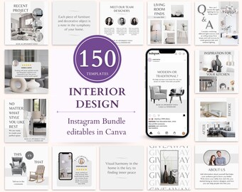 Interior Design Instagram Templates: Minimalist Canva Social Media Posts
