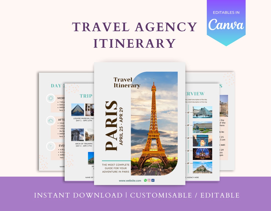 Editable Travel Itinerary Template: Canva Trip Planner (30 Pages) - Etsy