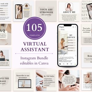 Virtual Assistant Instagram Templates, VA Instagram Posts, VA Social Media Marketing, Remote Worker Template, VA Canva Template