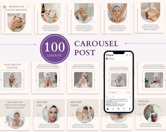 100 Instagram Carousel Templates: Neutral Earthy Tones, Canva Editable (Digital Download)