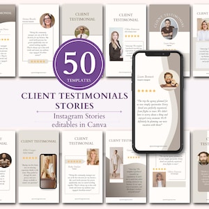 50 Kundenempfehlungen Instagram Stories Canva Vorlagen, Instagram Stories Vorlagen, Aesthetic Stories für Instagram, Canva Vorlage
