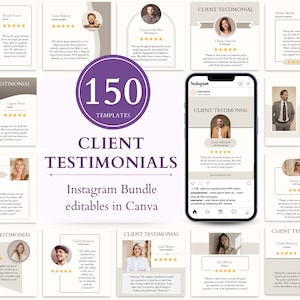 150 Kundenrezensionen in Beige, Kundenempfehlungen, Instagram-Post mit Kunden-Feedback, bearbeitbare Vorlagen für Kundenrezensionen in Canva