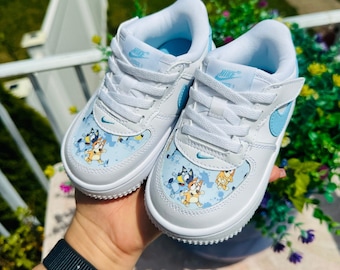 Toddler kids bluey and bingo Nikes  Force 1 low easyon